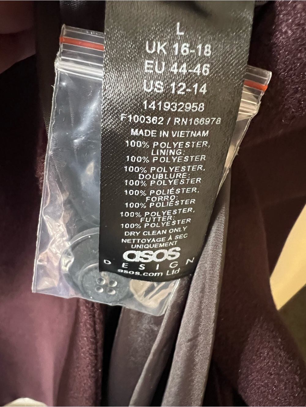 ASOS Double-Breasted Trench Coat in Plum - Picture 4 of 4